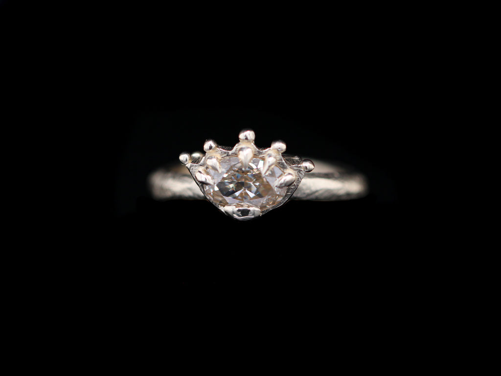 1.02 Carat Oval Champagne Diamond Crown Ring