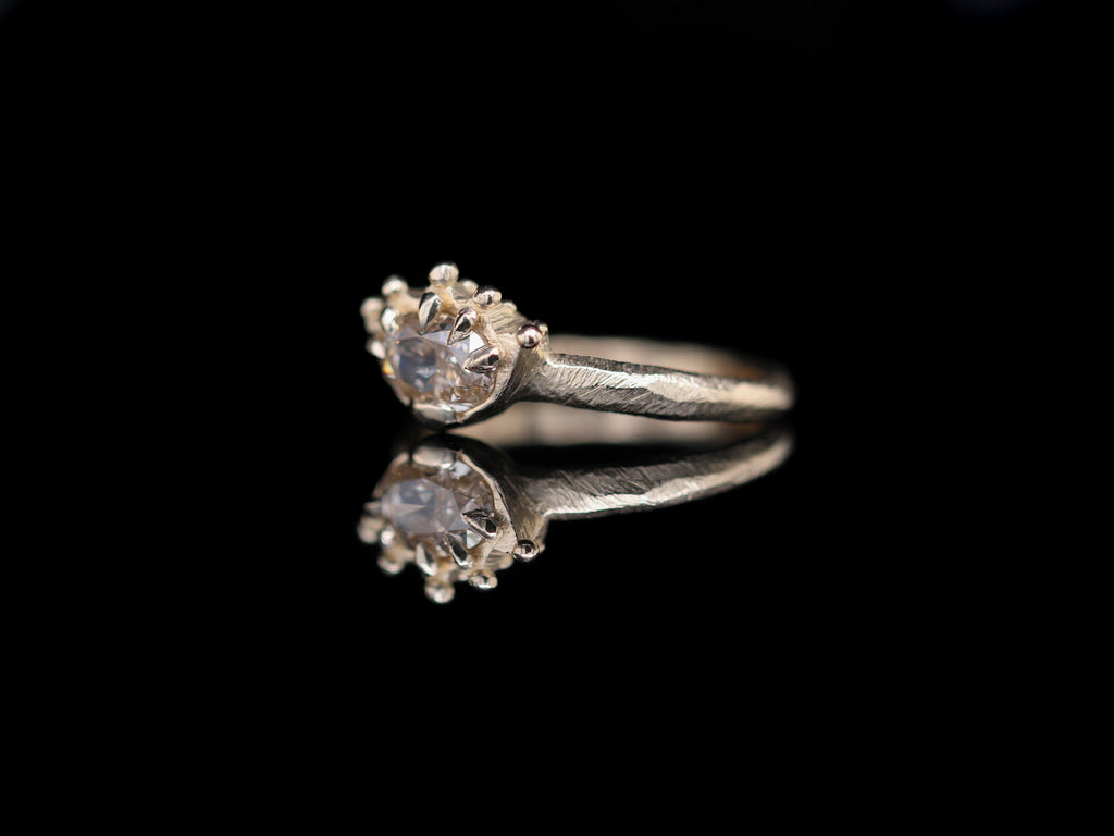 1.02 Carat Oval Champagne Diamond Crown Ring