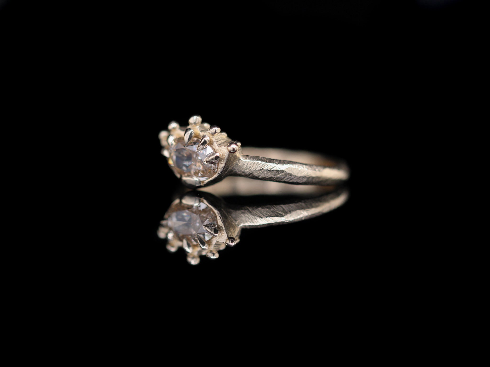 1.02 Carat Oval Champagne Diamond Crown Ring