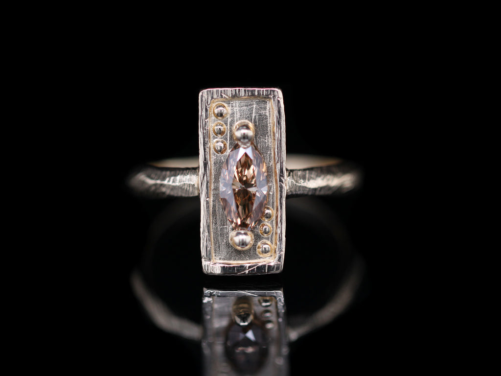 0.63 Carat Marquise Champagne Diamond Card Ring