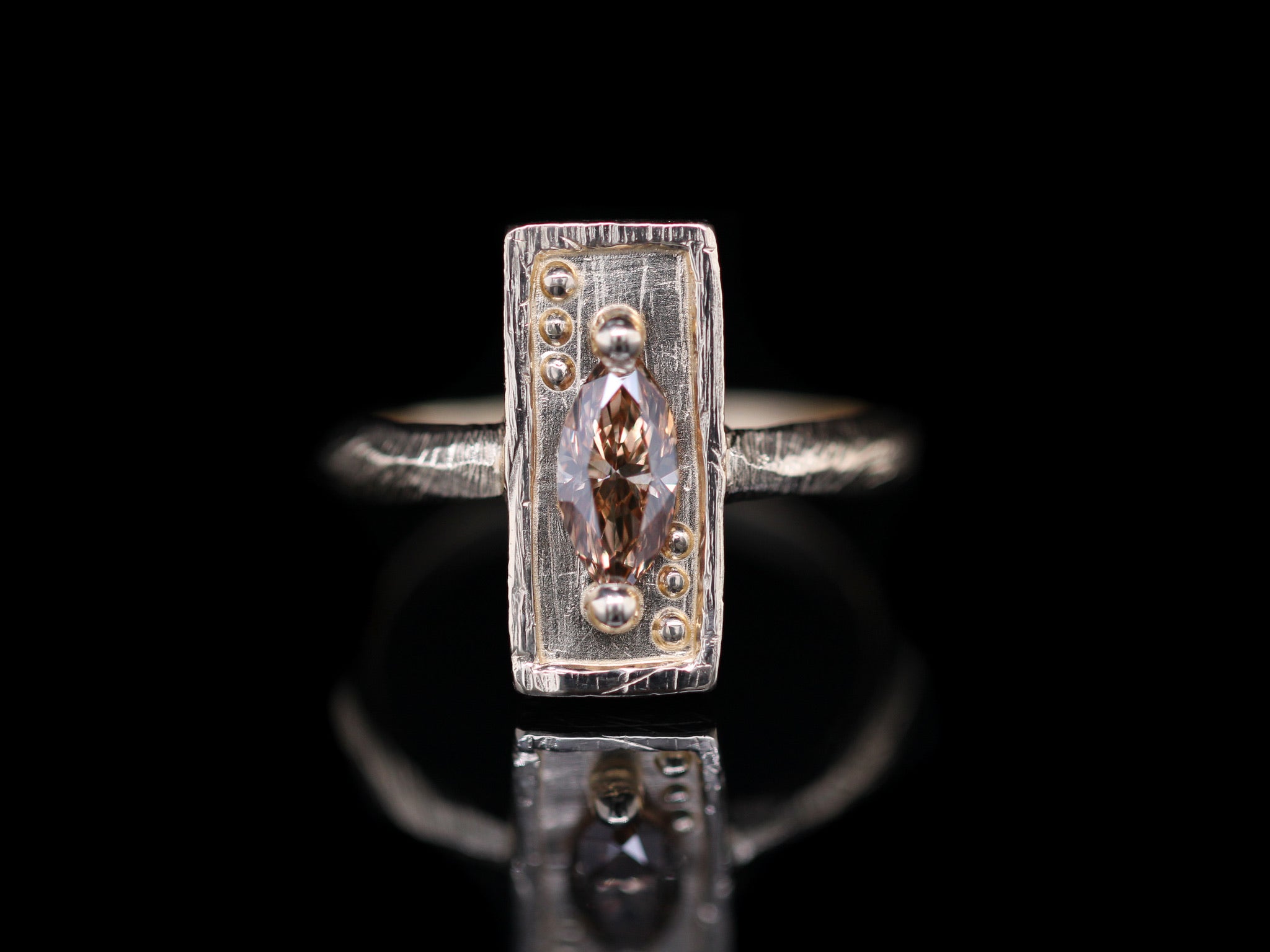 0.63 Carat Marquise Champagne Diamond Card Ring