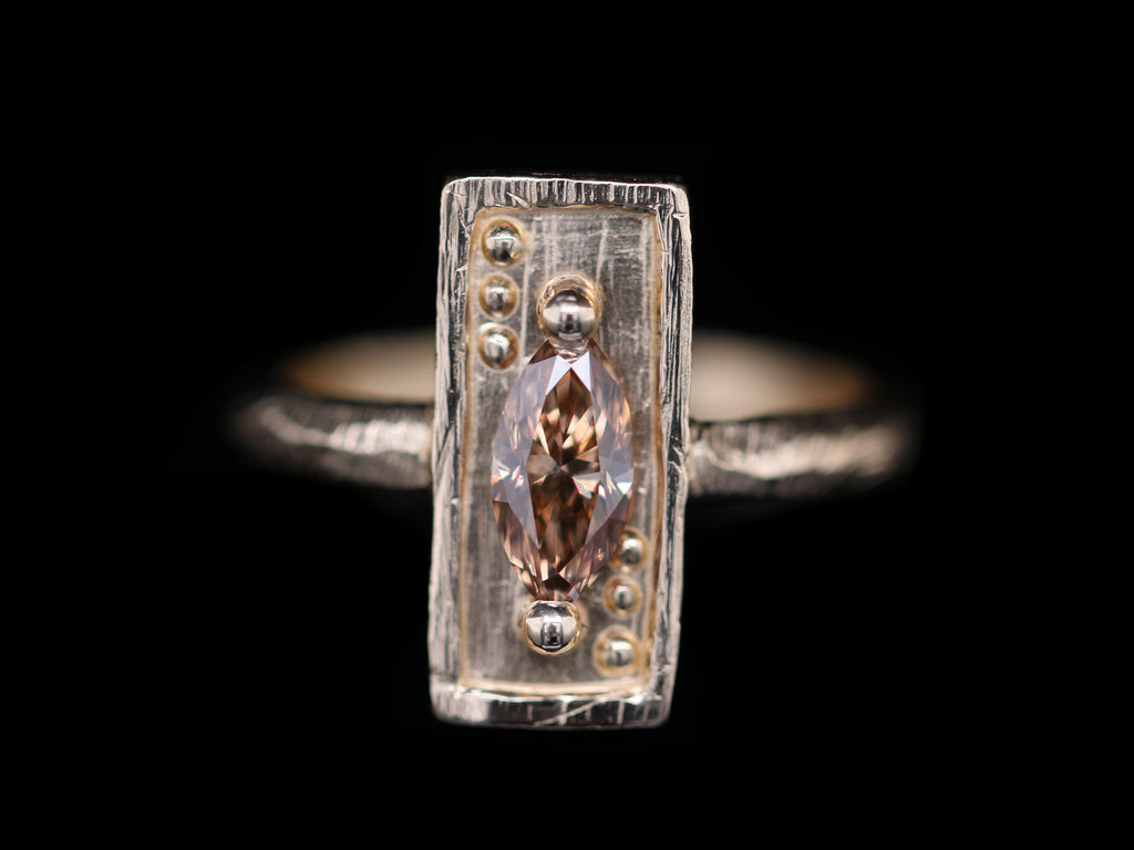0.63 Carat Marquise Champagne Diamond Card Ring