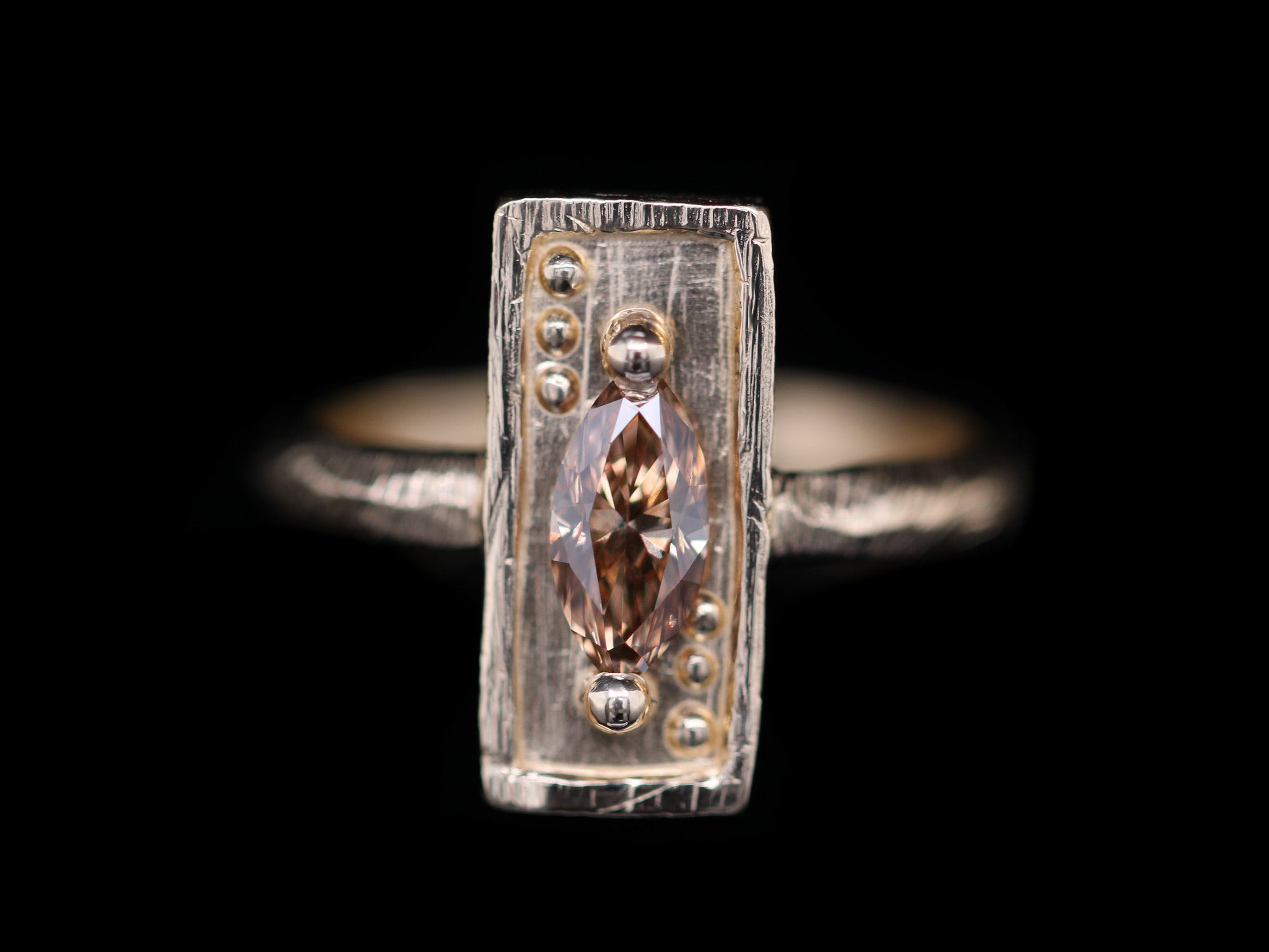 0.63 Carat Marquise Champagne Diamond Card Ring