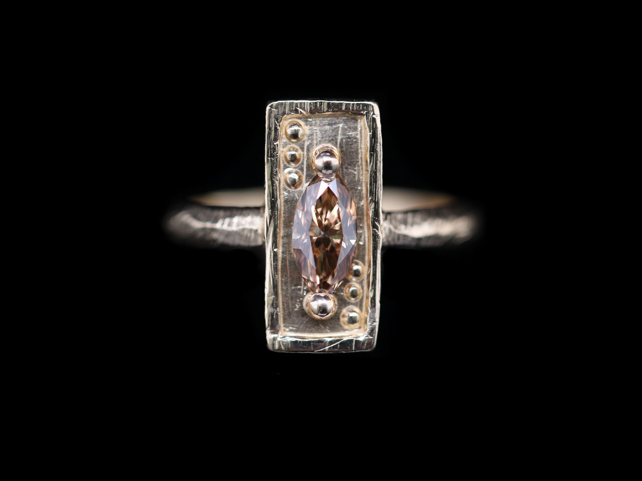 0.63 Carat Marquise Champagne Diamond Card Ring