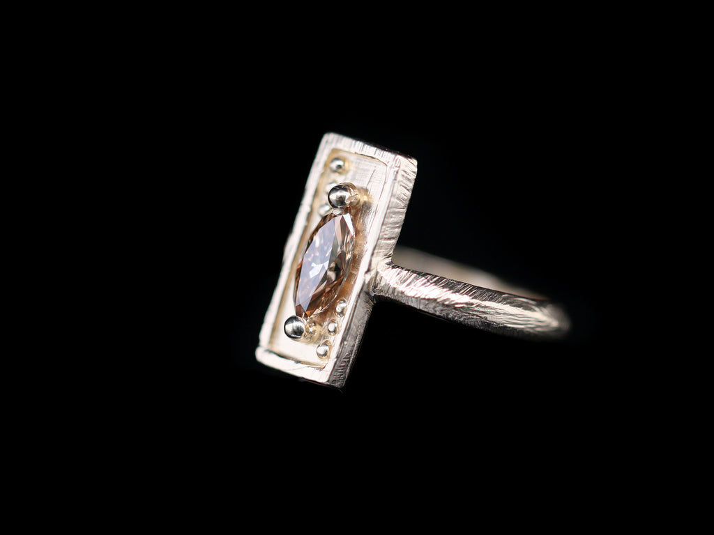 0.63 Carat Marquise Champagne Diamond Card Ring