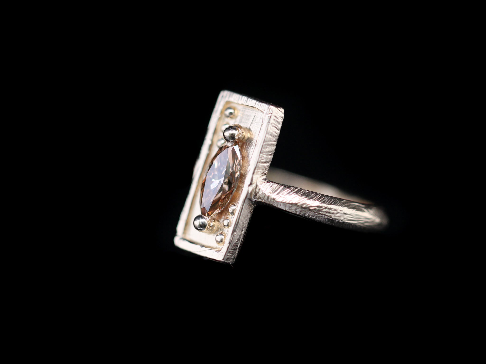 0.63 Carat Marquise Champagne Diamond Card Ring