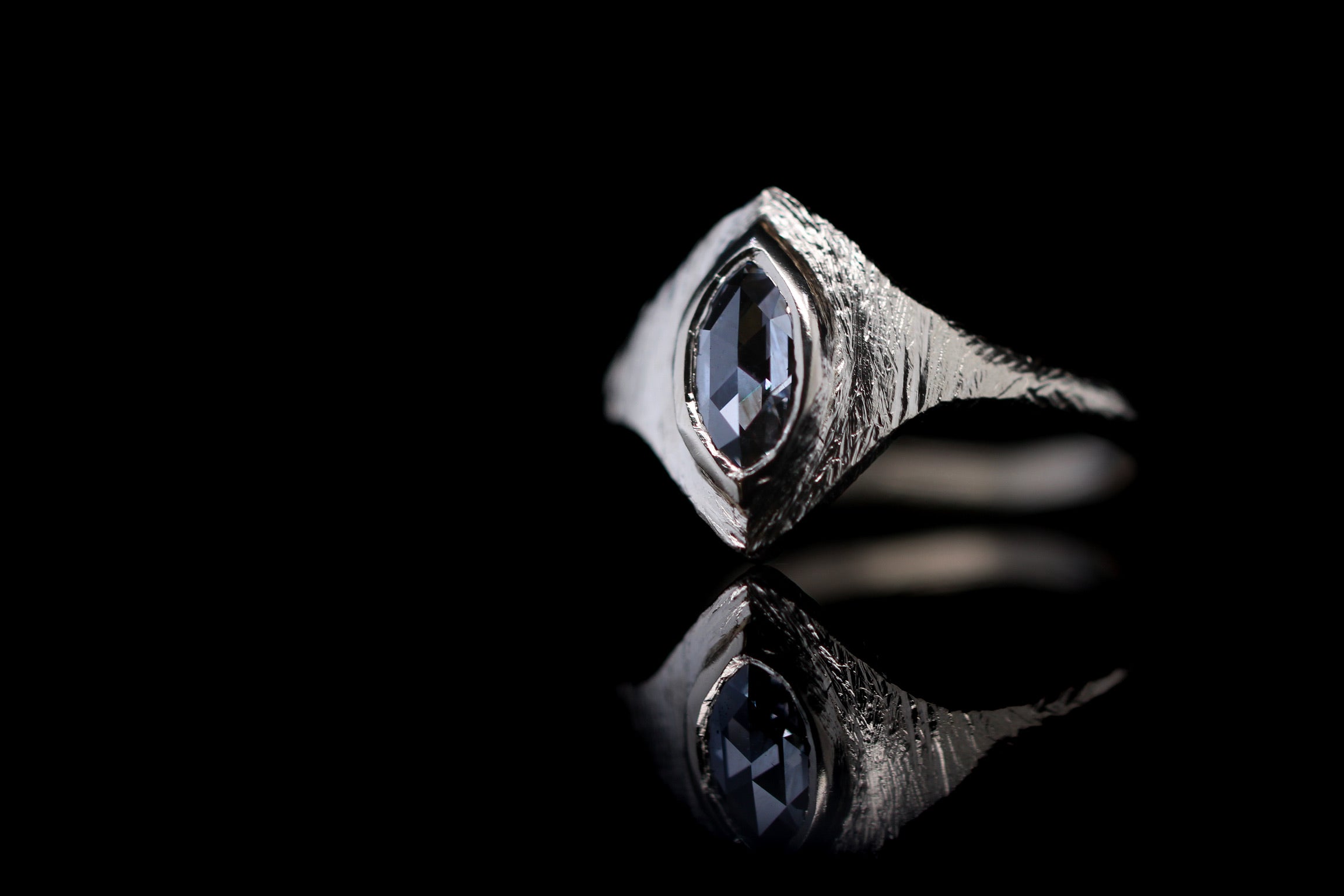 0.7 Carat Oval Rose Cut Diamond Ring