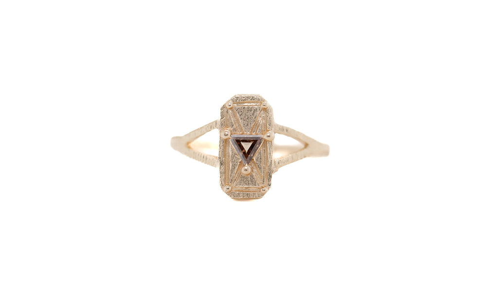 0.18 Carat Champagne Diamond Mini Shield Ring