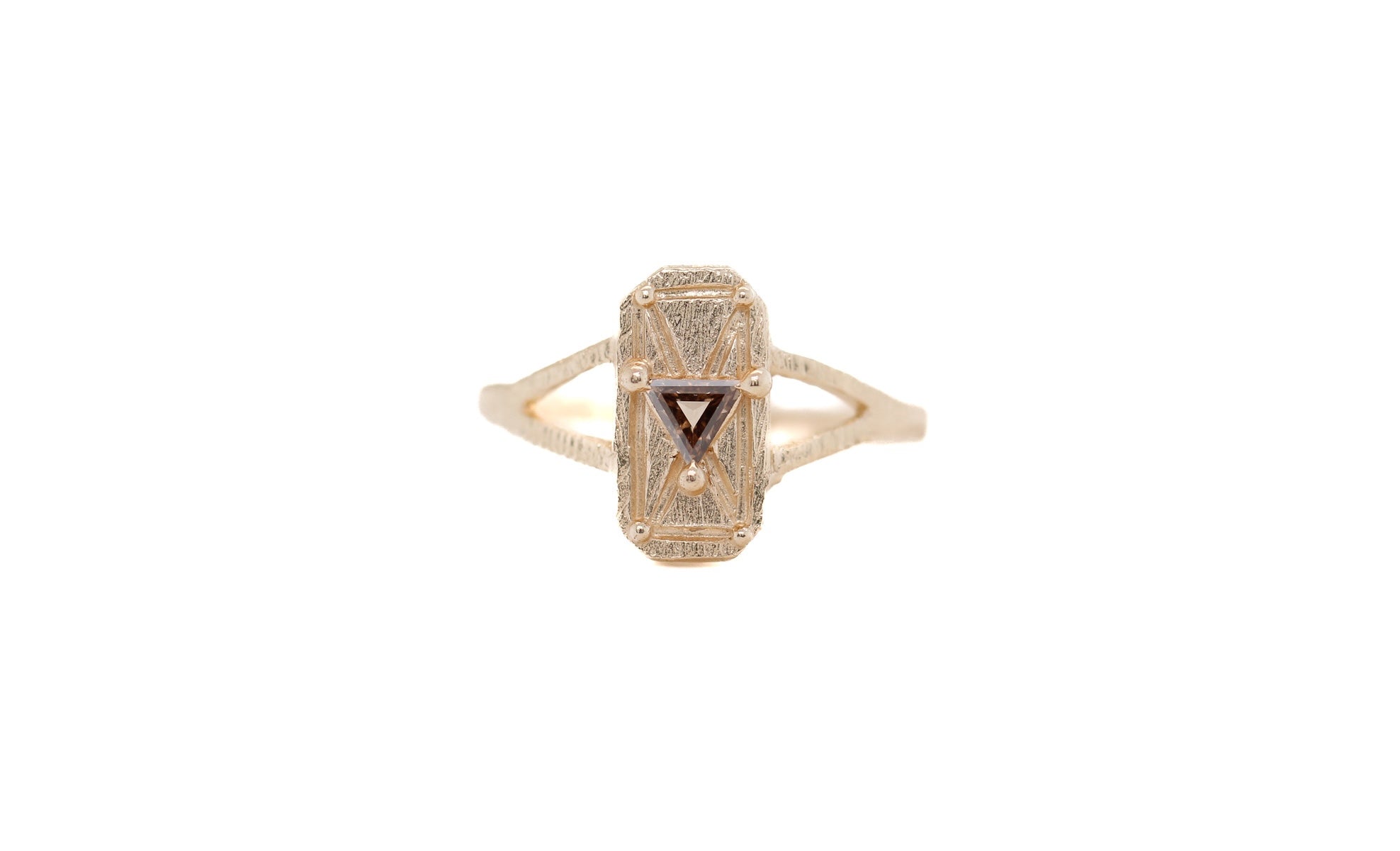 0.18 Carat Champagne Diamond Mini Shield Ring