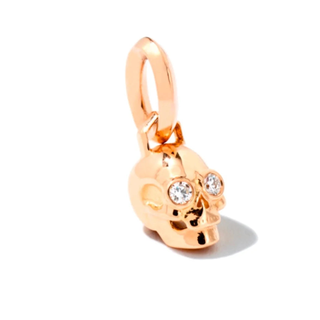 White Diamond Mini Skull Pendant - 18ky