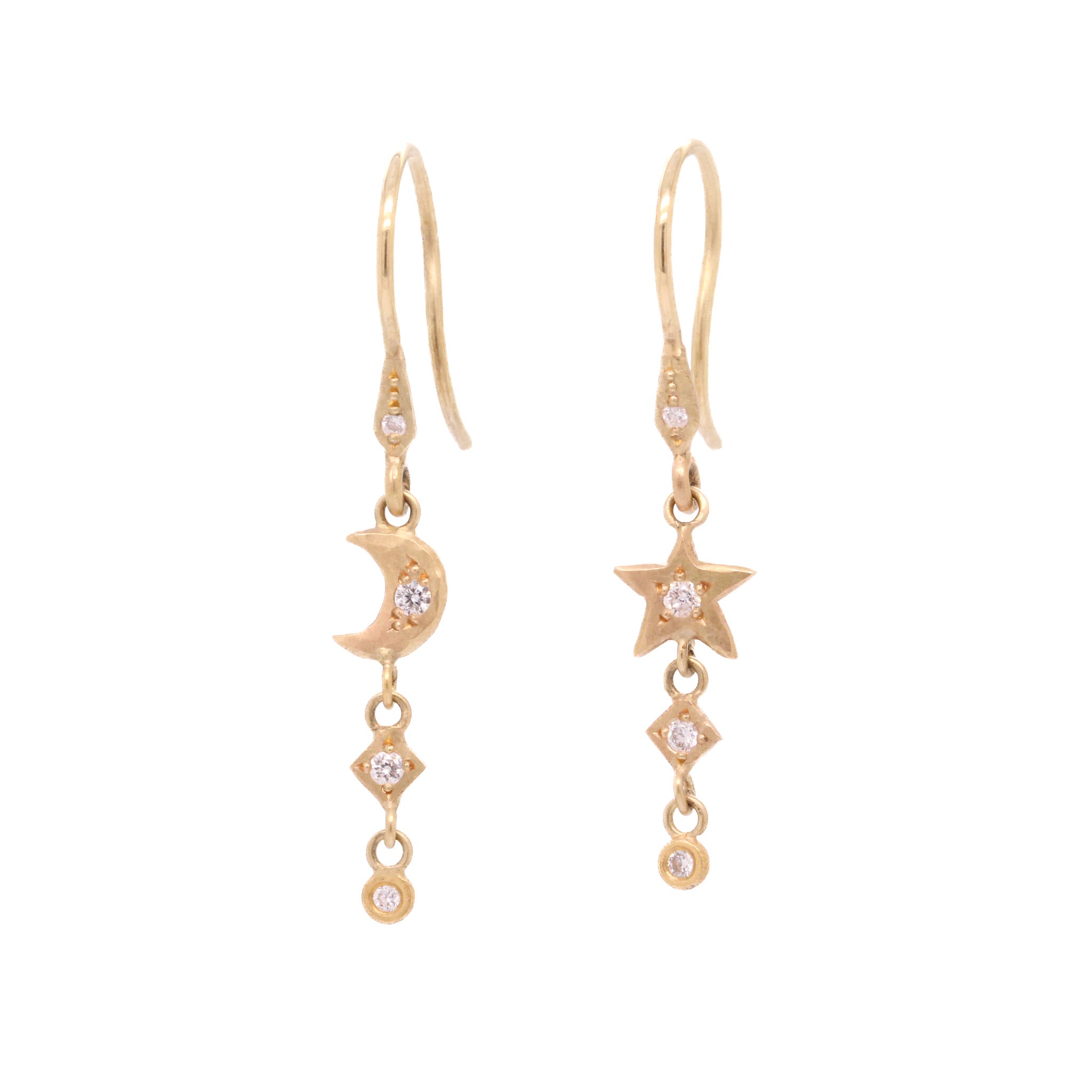 Moon and Star Dangle Earrings