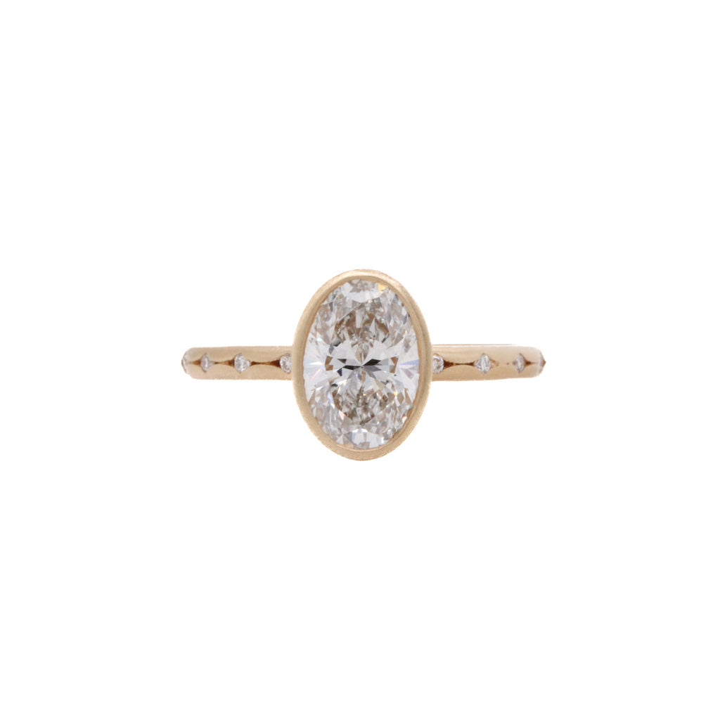 Oval Bezel Set Lab Diamond Engagement Ring