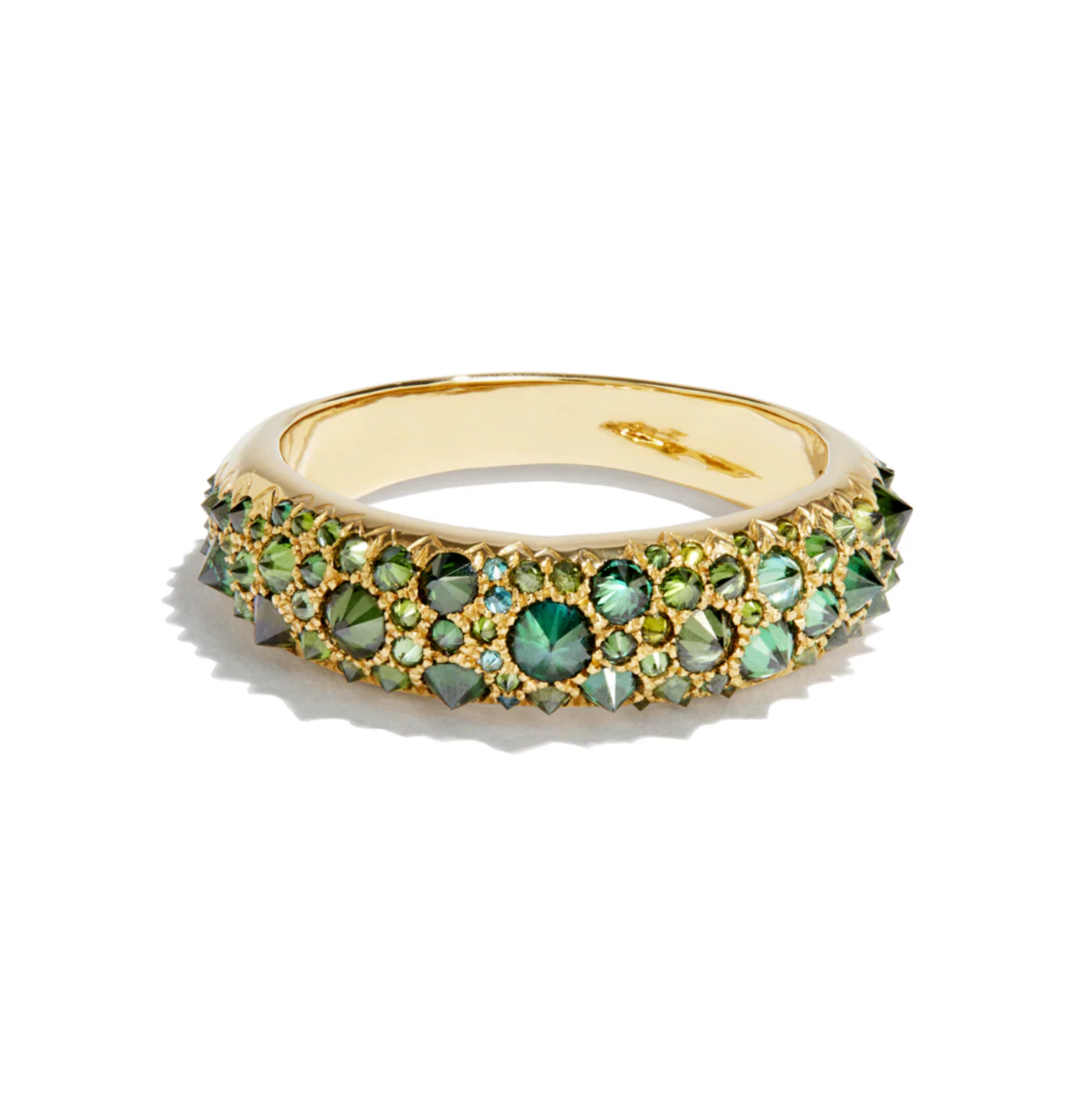 Barbed Green Diamond Duomo Ring - 18ky