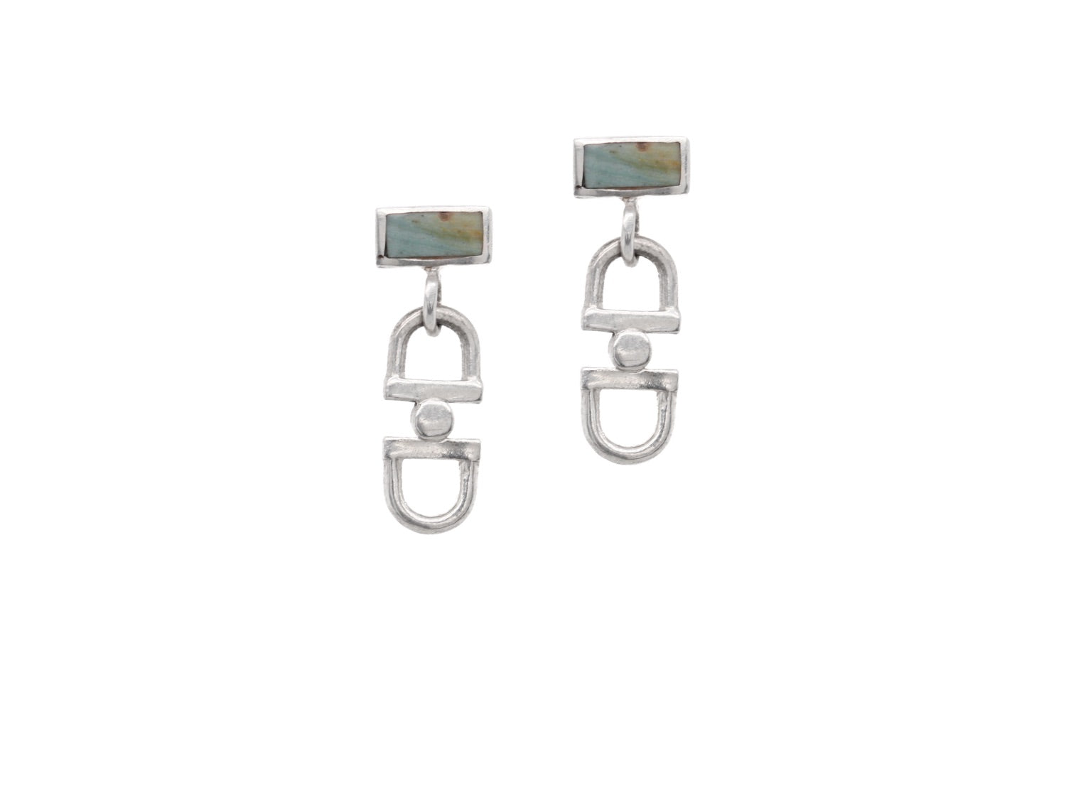 New Chain Inlay Earrings - Larsonite Jasper