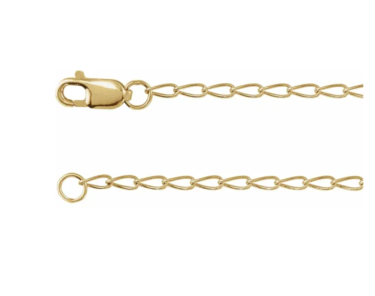 1.6 mm Elongated Curb 20" Chain