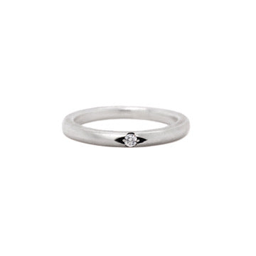 Silver Medium Basit Ring -Silver Diamond