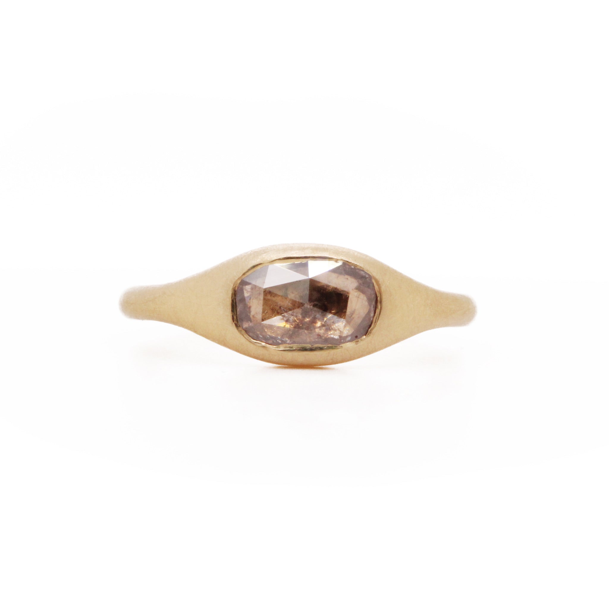 Tapered Champagne Cushion Diamond Ring