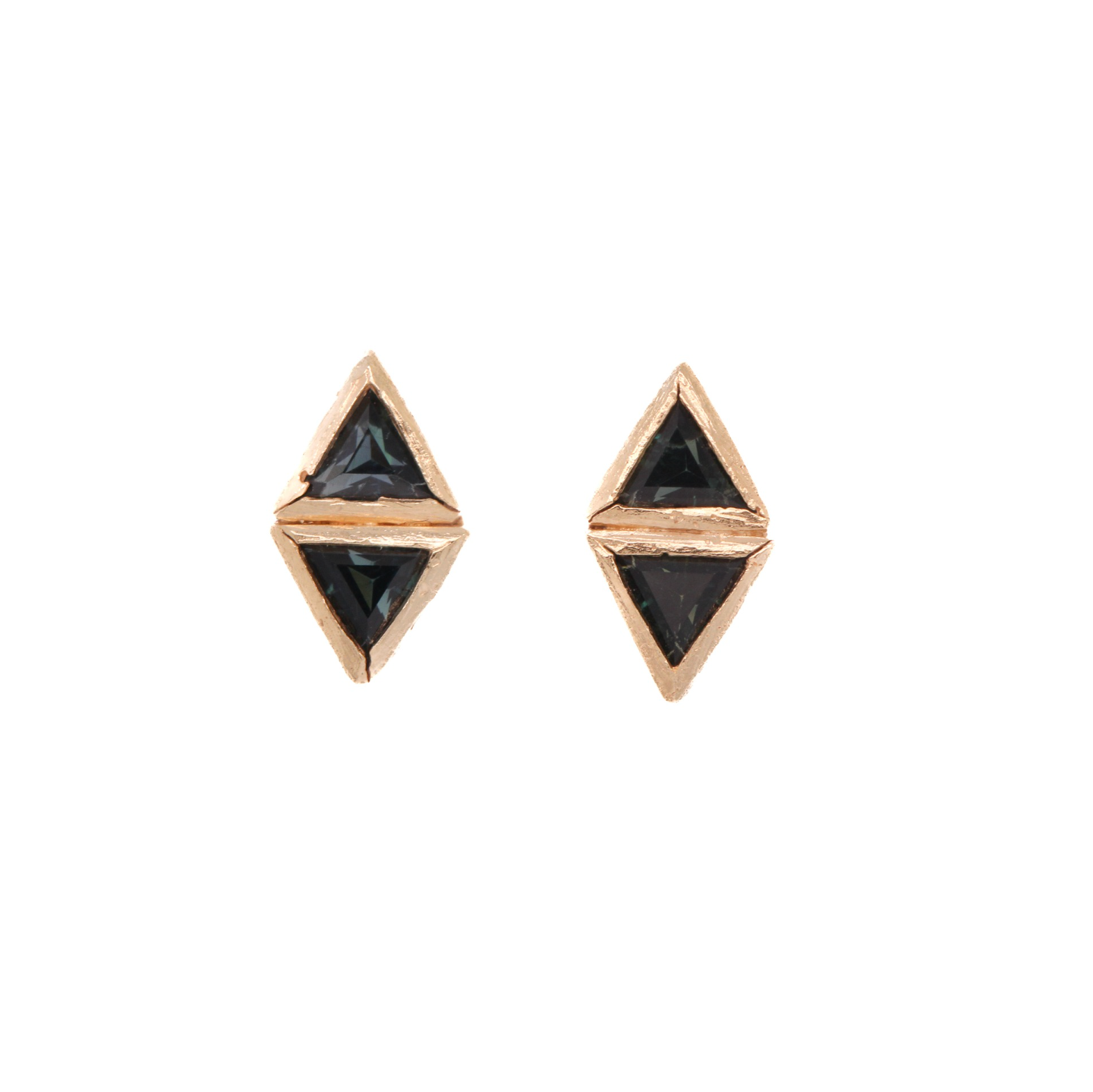 Teal Triangle Sapphire Earrings