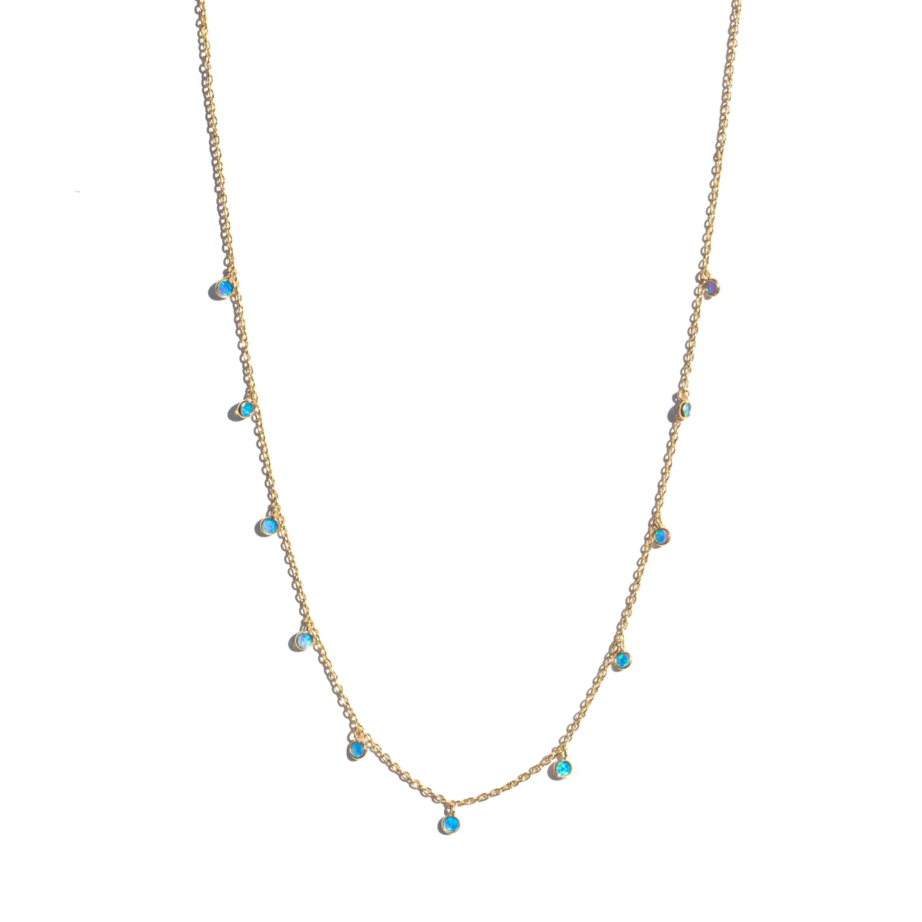 Blue Opal Dot Necklace